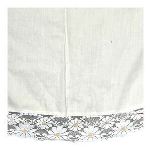 Vtg White Tablecloth Cover Oval Spring Daisy Trim Banquet Lace Edge 98X60 READ